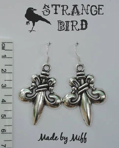 Huge fleur de lys! earrings rockabilly funky - Picture 1 of 1