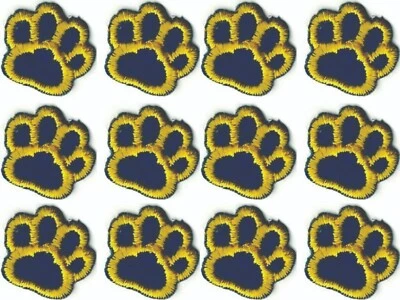 Blue Dog Paw Print Patch Embroidered Cut out Iron on Sew on (5/8") Lot of 12 - Image 1 of 2