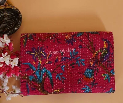 Colcha edredón Kantha de algodón indio hecha a mano manta hippie Foto 1 de 4