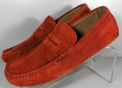 206323 SP50 ATHENS PENNY MEN'S SHOES SIZE 9 M RED SUEDE DRIVER JOHNSTON & MURPHY - Image 1 of 4