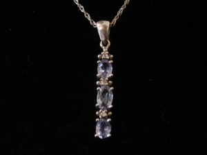 Hermoso Colgante Colgante Tanzanita Oro Blanco 10K con Cadena Oro Blanco 10K #1204 - Imagen 1 de 7