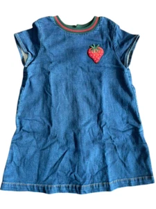 GUCCI Italy Baby Girl Blue Denim Dress 9-12 Months Short- Sleeve - Picture 1 of 4