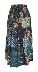 Lässiger Damen Patchwork Maxirock, Baumwolle bedruckt langer Rock Boho Blumenmuster - Bild 1 von 1