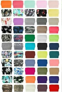 New Ladies Strapless Plain Printed Bandeau Vest Summer Bra Crop Top - Picture 1 of 37