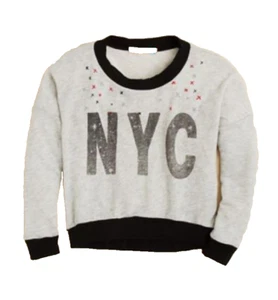 $62 Vintage Havana Girls' Nyc Sweatshirt, Gray, Size S - Picture 1 of 1