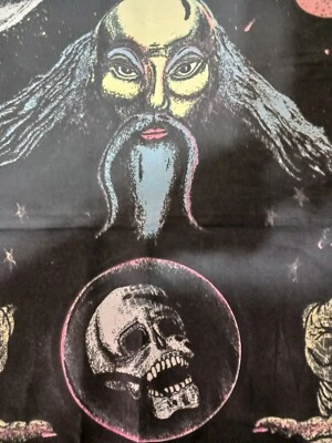 Vintage 70s Black Light Art - GRAPHICS Canvas/Cloth Fortune Teller - Image 1 of 4