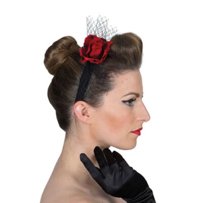 ORLOB-HANDEL Haarreif rote Rose, Blumen, FlowerPower, Hippie, ideal als Accessoire für Karnev