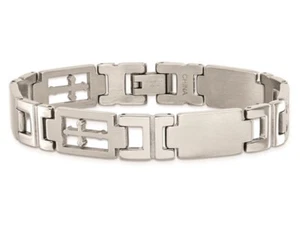 Mens Stainless Steel Cross Bracelet 8.25 Inches - Picture 1 of 4