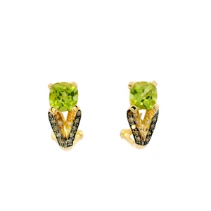 EFFY (BH) Peridot and Diamond Earrings 14k Yellow Gold - Picture 1 of 6