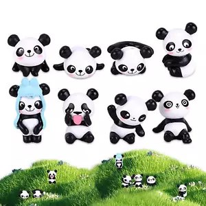 8-Piece Mini Panda Figurine Set Room Decor Tabletop Indoor Small Figurine - Picture 1 of 9