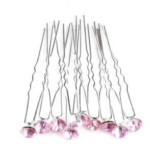 10pcs crystal diamante pink bridal hair pins accessories clips hairpins wedding - Picture 1 of 1