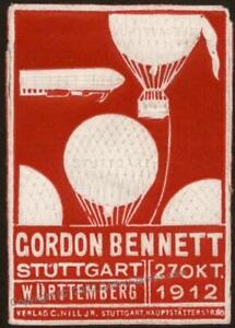Ballon Allemagne 1912 Gordon Bennett Stuttgart Zeppelin vignette vol La 102992