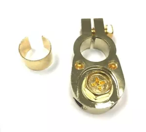 Gold Battery Terminal Positive/Negative Universal any size w/ (2) 8 gauge inputs - Picture 1 of 4