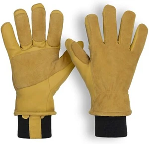 American Fur Deerskin Winter Gloves with 3M Thinsulate Leather Gloves, Tan - Picture 1 of 6
