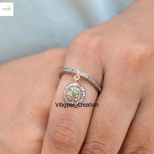 Anillo de diamantes pavé plata esterlina 925 esmeralda encanto conector joyería para ella - Imagen 1 de 6
