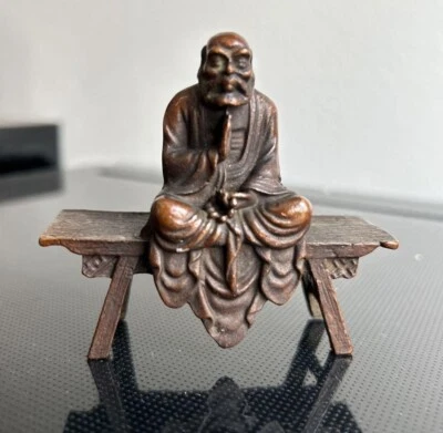 DARUMA MONK MASTER Soshi Buda Estatua 2.7 pulgadas Cobre Antiguo Arte Ornamento Japón Foto 1 de 4