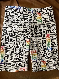 NWOT ATHLETA Elation Train Short Sz SP White Black PRIDE - Picture 1 of 4