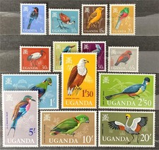 Uganda. Definitive Bird Stamp Set. SG113/26. 1965. MNH. #TS128.