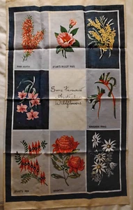 Australische Wildblumen reines Leinen Handtuch Vintage 32" x 19" Hergestellt in Polen - Bild 1 von 5