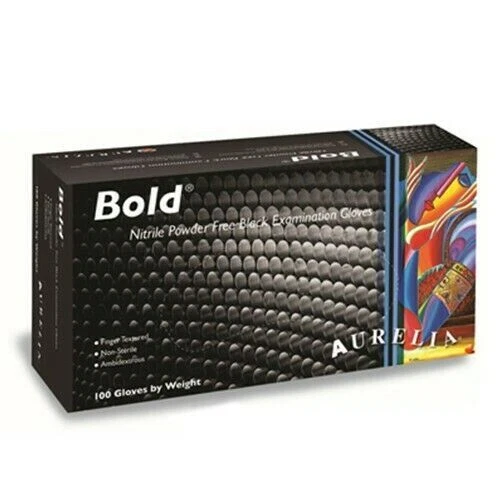 Aurelia Bold Nitrile Gloves, Medium - Black (Case of 1000)