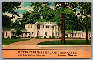 Postcard Aberdeen MD c1949 Flying Clipper Restaurant & Cabins East Philli Blvd - Foto 1 di 2