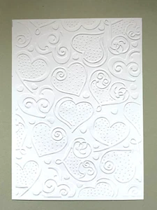 Embossed Card / Topper. HEART design White x 4 ...300gsm. ...(C) - Picture 1 of 1