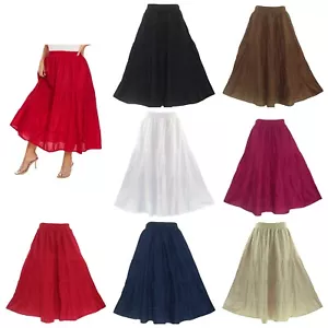 Beautybatik Women Cotton BOHO Gypsy Long Maxi Tier Plus Size Flare Skirt - Picture 1 of 33
