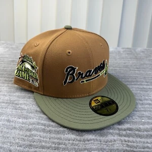 Atlanta Braves Hat Cap Mens Fitted 7 1/4 Brown New Era Side Patch Two Tone - Picture 1 of 6
