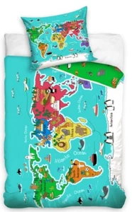 World Map Globe Single EU size 100% Cotton Bedding set Duvet cover & Pillow Case - Picture 1 of 1