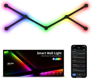 KOBAIBAN Smart Wall Light Lines, WiFi RGB 6 Lines Smarter Kit, Black  - Picture 1 of 9