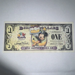 2009 Series D $1.00 Mickey and Pluto Celebrate Today Disney Dollar NEW - Picture 1 of 3