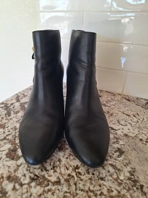 Botines Kate Spade Holly Block Tacón Cuero Negro Talla 9.5 M Foto 1 de 4