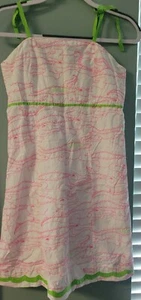 Lilly Pulitzer Youth Girls Size 16 Pink Embroidered Alligator Sheath White Dress - Picture 1 of 5