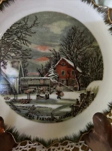 Currier & Ives THE FARMER’S HOME- WINTER Plate Made In Japan Arrow Jersey City - Picture 1 of 4