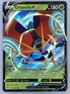 Pokémon Vivid Voltage ORBEETLE V 020/185 Holo Ultra Raro Casi Nuevo/M+ Nunca Jugado - Imagen 1 de 4