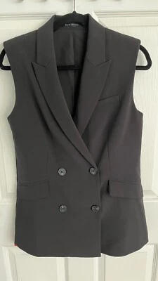 NWT ELIE TAHARI Women's Black Notch Collar Buttoned Vest Size 6 MSRP $345 - Image 1 of 3