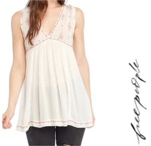 Free People Damen-Trägertop weiß Größe XS V-Ausschnitt Blumen bestickt 108 $ #008 - Bild 1 von 9