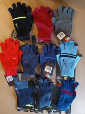 10 x десять! Новый Nike вязаные перчатки унисекс S/M черный взрослых унисекс мальчиков девочек красный маленький - Изображение 1 из 3