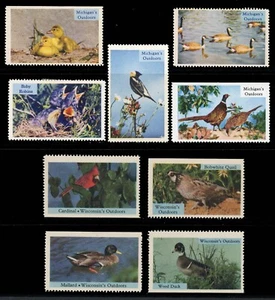 USA Poster Stamp - Michigan's & Wisconsin's Outdoors - Conservation Stamps (9) - Picture 1 of 1