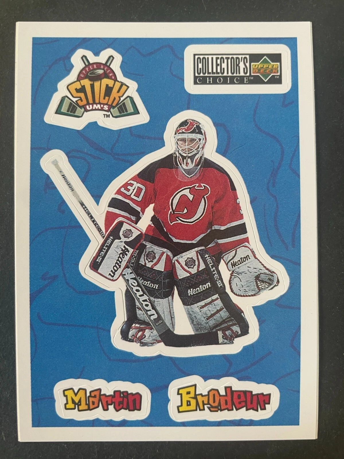 Martin BRODEUR 1996-97 Upper Deck Collector's Choice Stick'Ums Sticker Card #S24
