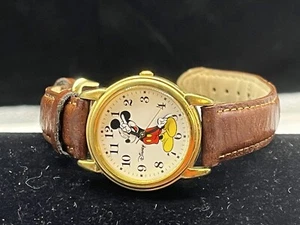 Disney Mickey Mouse Watch RRS58AX Leather Band Japan Movement Water Resistant - Picture 1 of 3