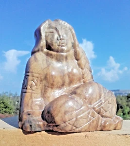 URALTE SPECKSTEIN FIGUR MÄDCHEN ETHNO STIL SKULPTUR INUIT ESKIMO INDIANER LOOK ! - Bild 1 von 14