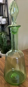 Bohemia Blown Art Glass Decanter w/ Blown Stopper Light Green 13.5" Tall - Picture 1 of 9
