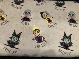 Disney Villains Maleficent Ursula Evil Queen Cruella Fabric BOLT 43" x 5.3 Yards - Picture 1 of 3