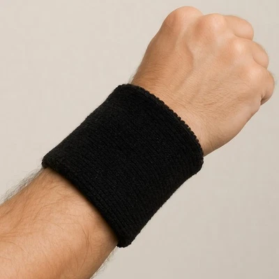 Schweißband Arm Handgelenk schwarz Baumwolle Sport Fitness elastisch & saugfähig - Bild 1 von 4