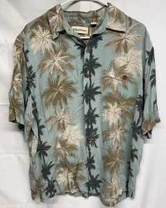 Caribbean Button Up Shirt Men’s Large L Multicolor Palm Trees Hawaiian Pocket - Picture 1 of 6