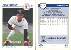 John Valentin 1991 Line Drive AA #473 RC Card FREE SHIP New Britain Red Sox - Picture 1 of 1