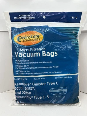 Paquete de 9 bolsas de vacío de bote de filtración EnviroCare Kenmore Mircro 5055, 50557 C-5 Foto 1 de 3