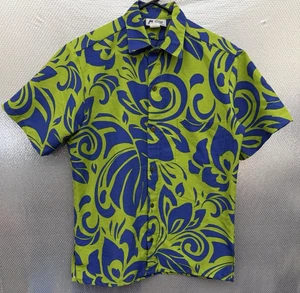 Malihini Hawaii Shirt Mens Sz S Blue Green Hawaiian Floral Button Down USA VTG - Picture 1 of 4
