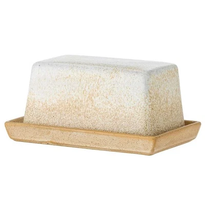 Bloomingville Mantequera Paula Beige Blanco Cerámica Lata con Tapa Mantequera - Imagen 1 de 4